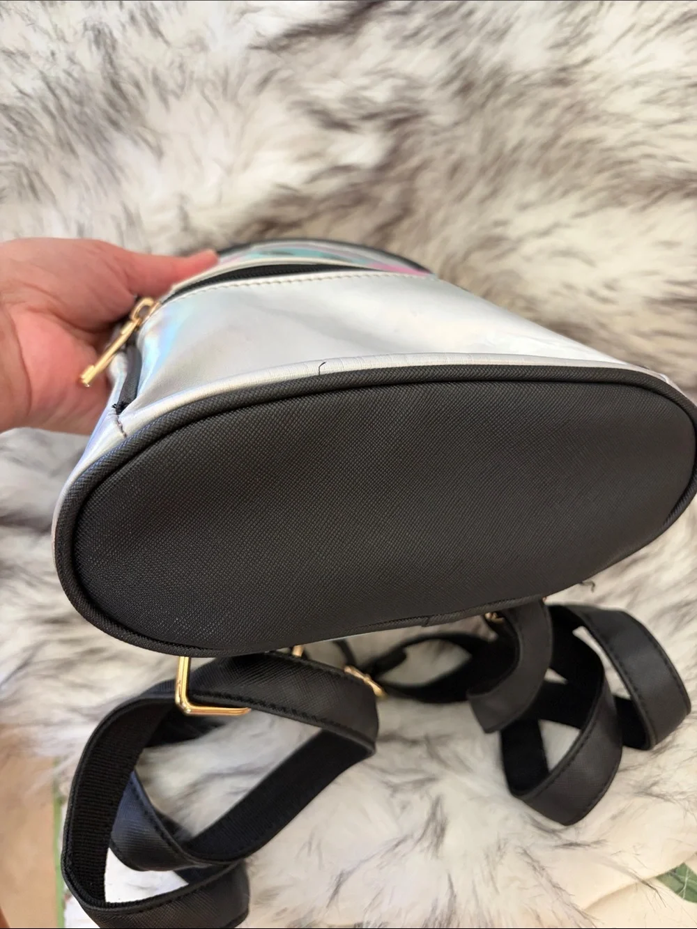 Star Wars Grogu Baby Joda Holographic Silver Mini Backpack